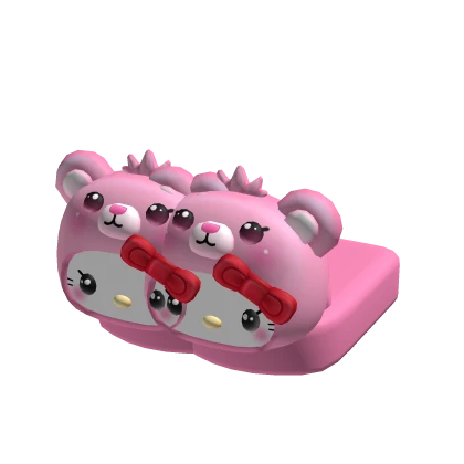 ꒰ cute pink rainbow kitty slippers ♡꒱