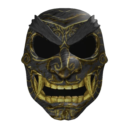 Samurai Oni Black Mask Golden