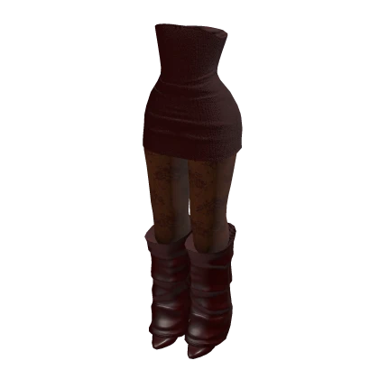 Tube dress w lace tights & boots