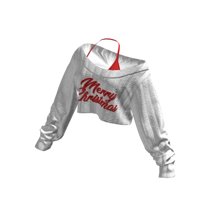 Christmas White Off Shoulder Crop Top Sweater