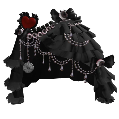 Rococo Ruffled Monstera Dress [Black]