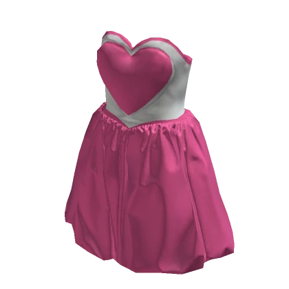 DRESSX Pink and White Puffy Heart Flared Dress