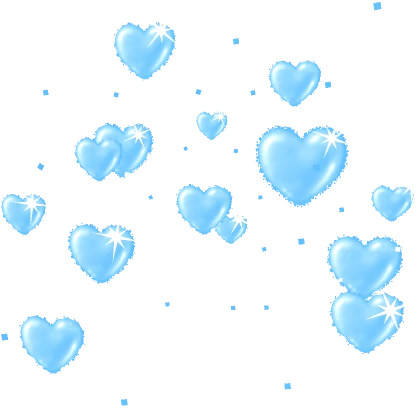 Y2K Glowing Airbrushed Hearts Confetti Blue