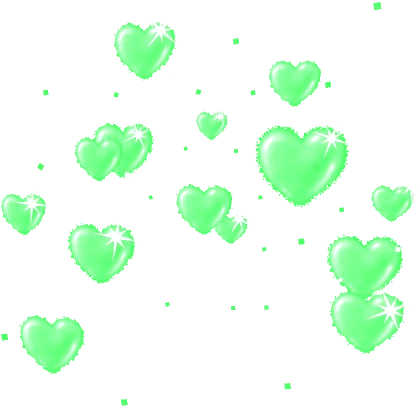 Y2K Glowing Airbrushed Hearts Confetti Green