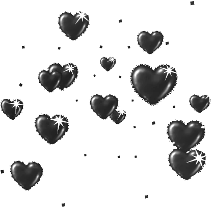 Y2K Glowing Airbrushed Hearts Confetti Black