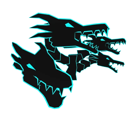 Cartoony Blue Dragon Heads