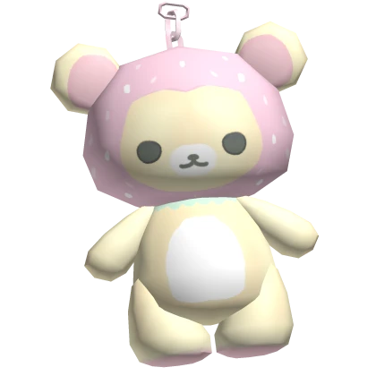  PINK bear strawberry cutesy kawaii keychain