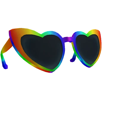 Y2K Heart Glasses on Head - Rainbow