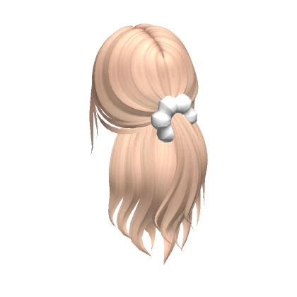 Half Up Wavy Scrunchie Ponytail in Blonde