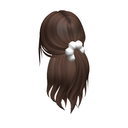 Half Up Wavy Scrunchie Ponytail in Brown