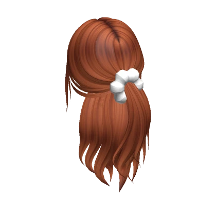 Half Up Wavy Scrunchie Ponytail in Ginger