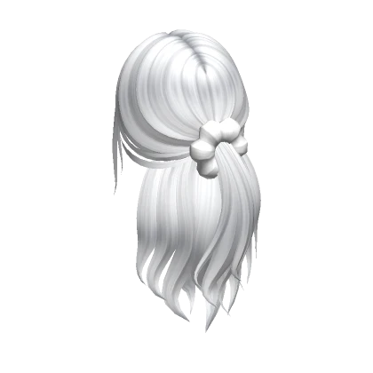 Half Up Wavy Scrunchie Ponytail in White