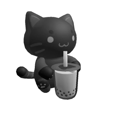 Kawaii Boba Cat - Black White Drink Tea Pet Kitten