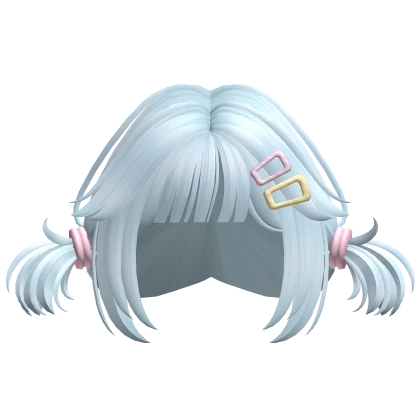 ♡ blue kawaii fluffy low pigtails