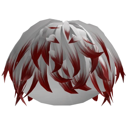 White and Red Fluffy Messy Emo Boy Hair