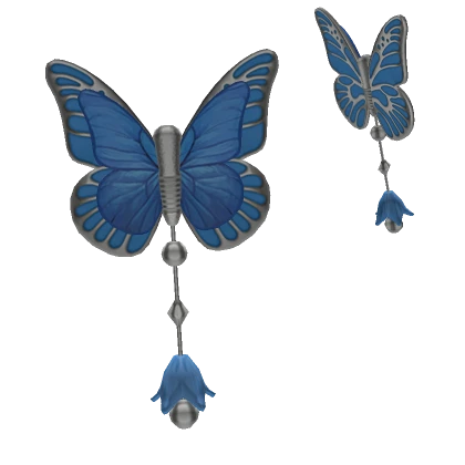 blue butterfly silver hair clip