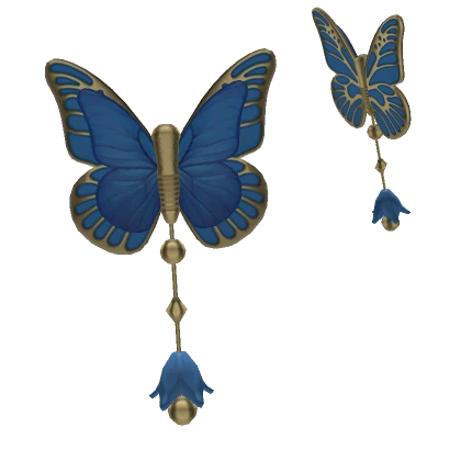 blue butterfly Gold hair clip