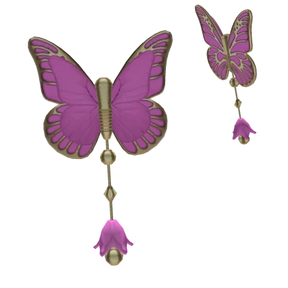 Pink butterfly Gold hair clip