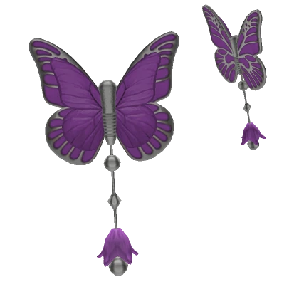 Purple butterfly silver hair clip