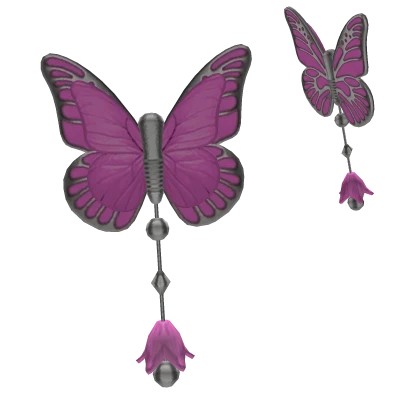 Pink butterfly silver hair clip