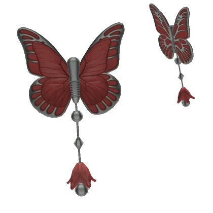 red butterfly silver hair clip