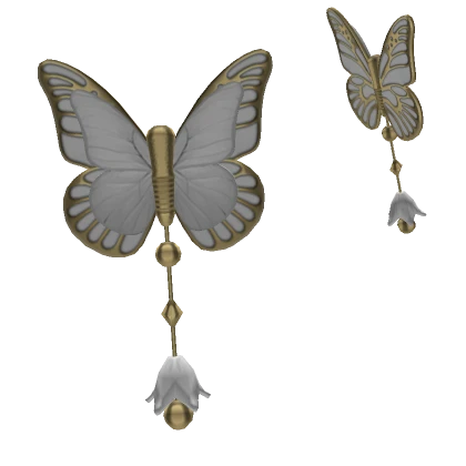 White butterfly gold hair clip