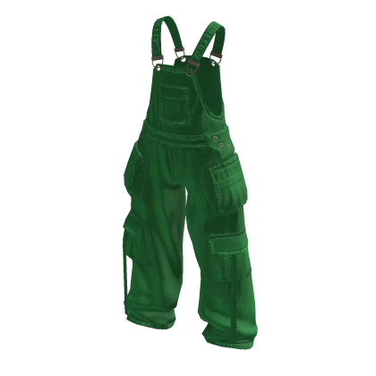 Baggy Oversized Denim Overalls in Green