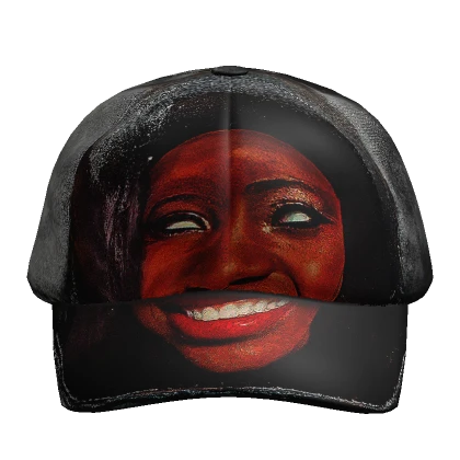 handpainted face of evil leather cap