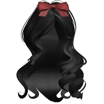 ♡ christmas coquette black curls with red bow 