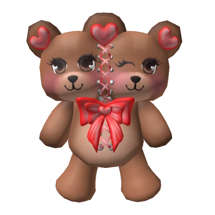 Brown pink red Valentines Teddy Bear