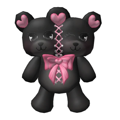 Black with pink teddy bear