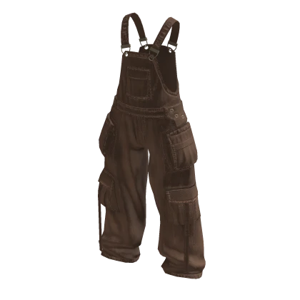 Baggy Oversized Denim Overalls in Brown