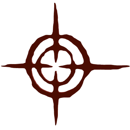 Red crosshair target on forehead