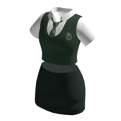 🍀Short School Uniform Outfit (Green)