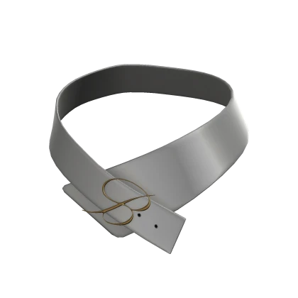 Designer Satin Logo Waist Belt (White)