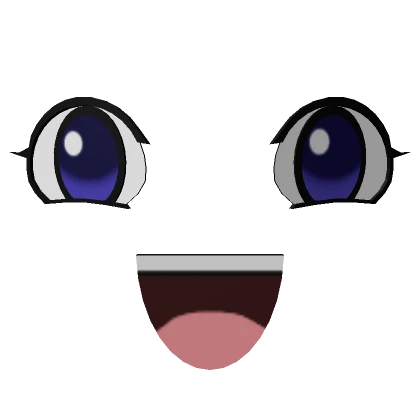 Joyful Blue Anime Face 3D (Default Head)