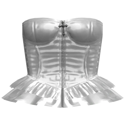 gothic corset latex mini dress in white 3.0