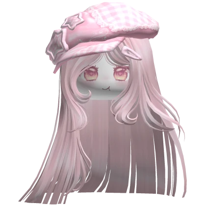 ♡ Pink Beret Straight Hair Combo w/ Cute Face