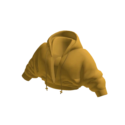 Yellow Cropped Hoodie Top with Scrunched Sleeves