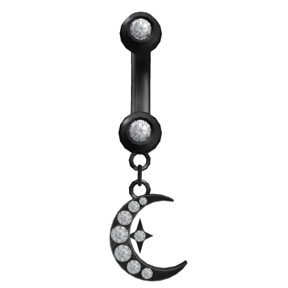 Moon Star Belly Ring Black