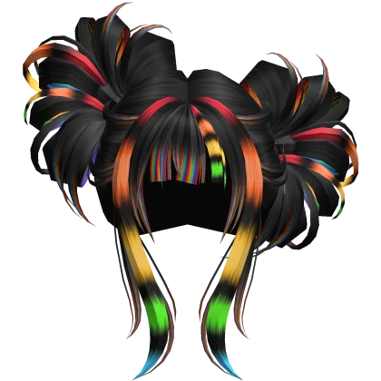 Scene Retro Messy Double Buns (Rainbow)