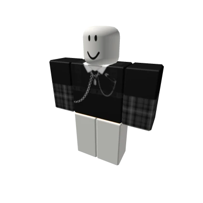 plaid black chain boy emo goth pin collar