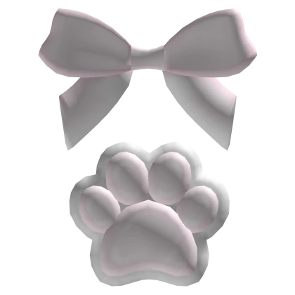 ♡ fat ribbon & paw hairclip pink