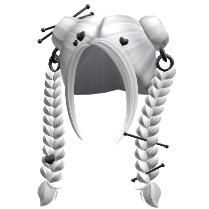 White Black Metal Gem Goth High Side Bun Braids