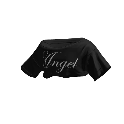 Off Shoulder Crop Tee Angel (Black)