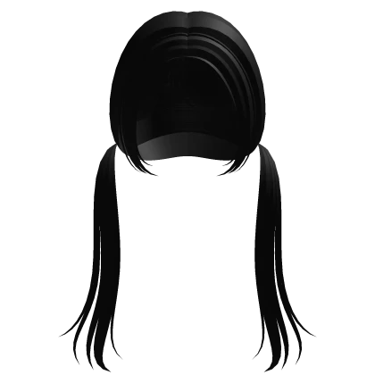 ♡ kawaii long low pigtails in black