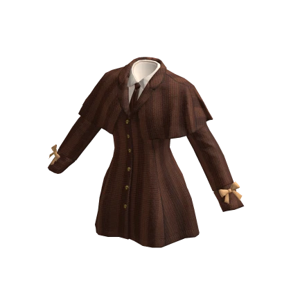 ✨ Brown Cape Trench Coat Dark Academia Merlina