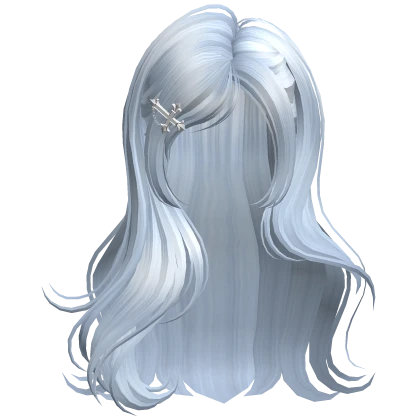 Light Blue Elegant Wave Hair w/ Cross Hairpin
