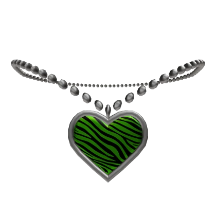 Y2k Scene McBling Green Zebra Heart Necklace 1.0