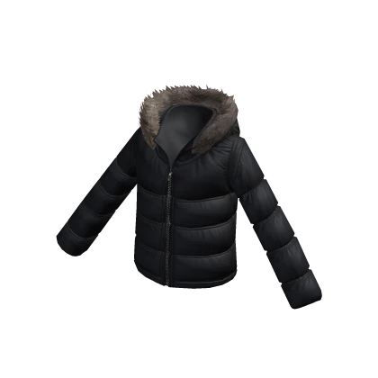 Fur Hood Navy Puffer Jacket